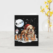 Cute Funny English Bulldog Christmas Lights Santa  Kaart (Gele Bloem)