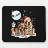 Cute Funny English Bulldog Christmas Lights Santa  Muismat (Voorkant)