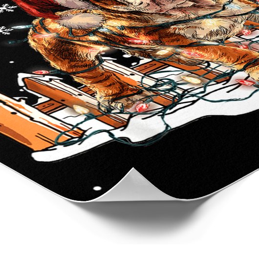 Cute Funny English Bulldog Christmas Lights Santa  Poster (Hoek)