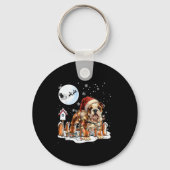 Cute Funny English Bulldog Christmas Lights Santa Sleutelhanger (Voorkant)