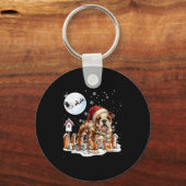 Cute Funny English Bulldog Christmas Lights Santa  Sleutelhanger (Voorkant)