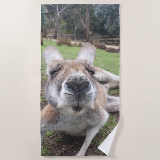 Cute Funny Face Kangaroo Kawaii Animal Strandlaken (Voorkant)