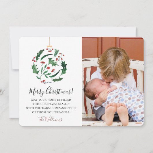 Cute Funny Family Christmas Photo Red Green Feestdagenkaart (Voorkant)