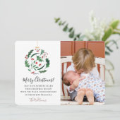 Cute Funny Family Christmas Photo Red Green Feestdagenkaart (Staand voorkant)