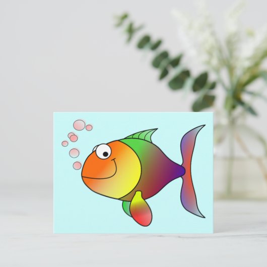 Cute Funny Fish - Colorful Briefkaart (Staand voorkant)