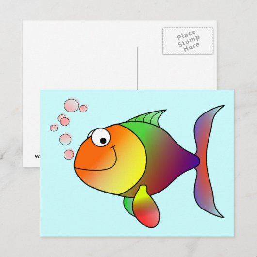 Cute Funny Fish - Colorful Briefkaart (Voorkant / Achterkant)