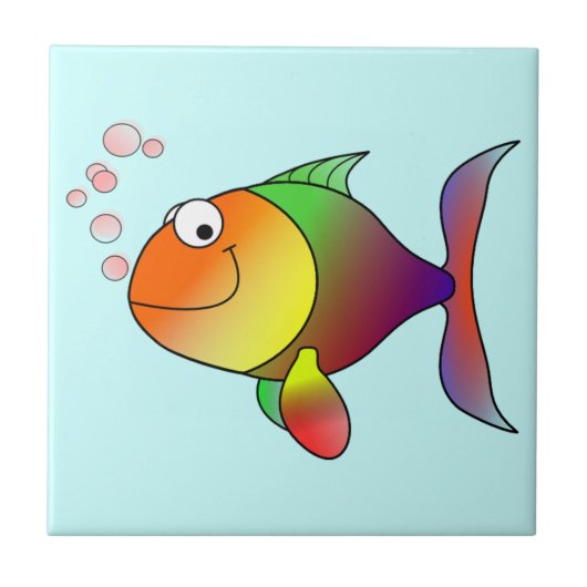 Cute Funny Fish - Colorful Tegeltje (Voorkant)