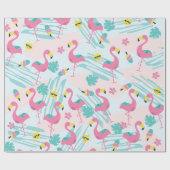 Cute Funny Flamingo Mint Green Tropical Pattern Cadeaupapier (Vlak)