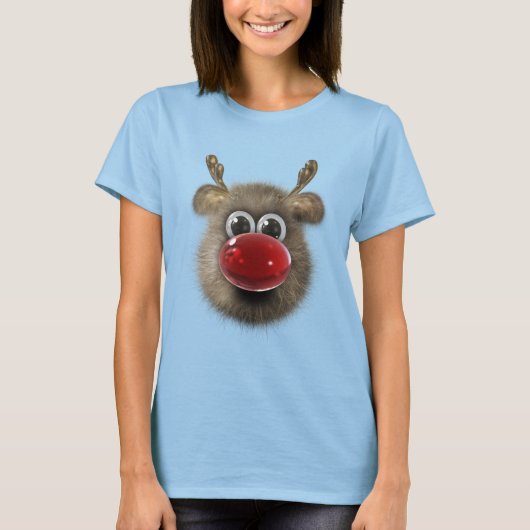 Cute Funny Fluffy Reindeer T-shirt (Voorkant)