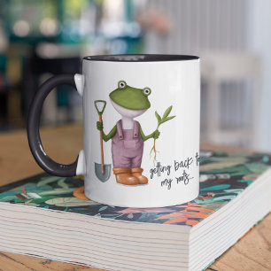 Cute Funny Frog Gardening Persoonlijke naam Mok