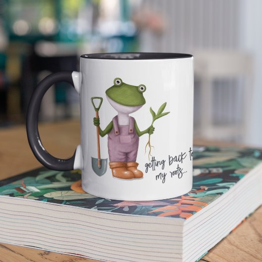 Cute Funny Frog Gardening Persoonlijke naam Mok