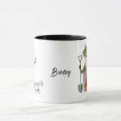 Cute Funny Frog Gardening Persoonlijke naam Mok (Midden)