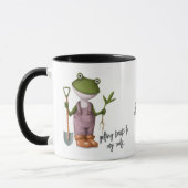 Cute Funny Frog Gardening Persoonlijke naam Mok (Links)