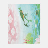 Cute Funny Frog Jumps Into The Pond   Baby Blanket Fleece Deken (Voorkant)