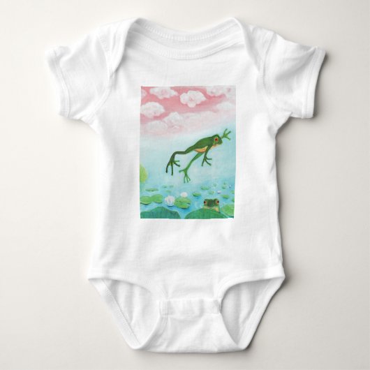 Cute Funny Frog springt in de Pond Romper (Voorkant)
