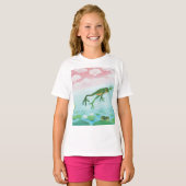 Cute Funny Frog springt in de Pond T-shirt (Voorkant volledig)