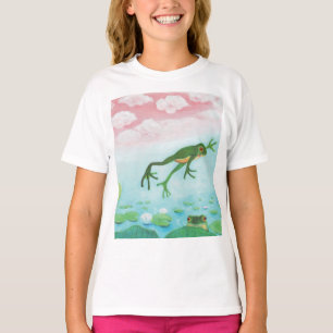 Cute Funny Frog springt in de Pond T-shirt