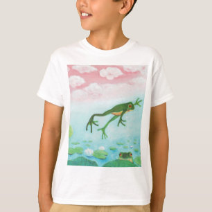 Cute Funny Frog springt in de Pond T-shirt