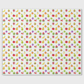 Cute Funny Fruit Birthday Party Wrapping Paper Cadeaupapier (Vlak)