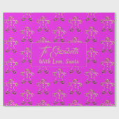 Cute Funny Gingerbrood Man Pink and Gold Kerstmis Cadeaupapier (Vlak)