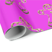 Cute Funny Gingerbrood Man Pink and Gold Kerstmis Cadeaupapier (Rol Hoek)