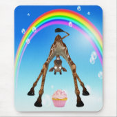 Cute, Funny Giraffe, Cupcake & Rainbow Muismat (Voorkant)