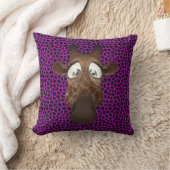 Cute Funny Giraffe Face Paars Animal Fur Pattern Kussen (Deken)