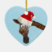 Cute Funny Giraffe in Santa Hat Keramisch Ornament (Voorkant)