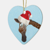 Cute Funny Giraffe in Santa Hat Keramisch Ornament (Links)