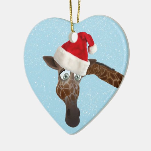 Cute Funny Giraffe in Santa Hat Keramisch Ornament (Links)