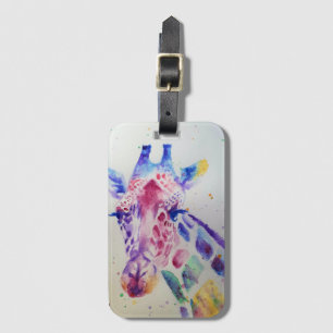 Cute Funny Giraffe Waterverf Art Bagagelabel