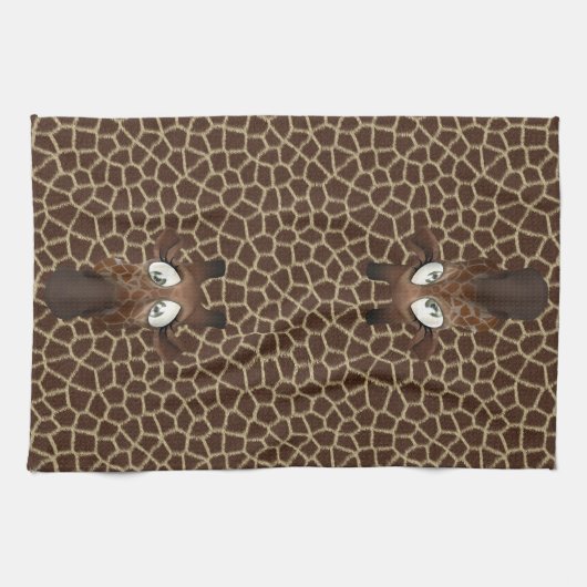 Cute Funny Giraffes Animal Fur Pattern Theedoek (Horizontaal)