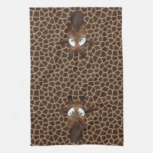 Cute Funny Giraffes Animal Fur Pattern Theedoek (Verticaal)