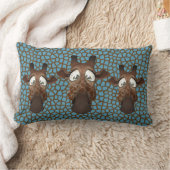 Cute Funny Giraffes Blue Fur Pattern Kussen (Deken)