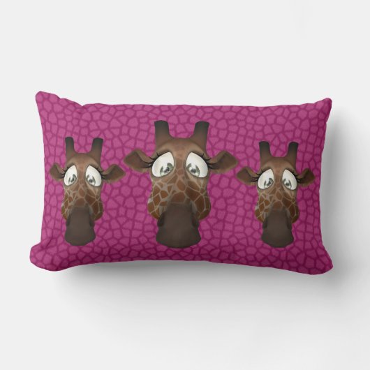 Cute Funny Giraffes Roze fur Patroon Kussen (Voorkant)