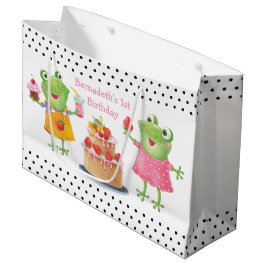 Cute Funny Girl Frogs Birthday Party Large Gift Ba Groot Cadeauzakje