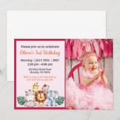 Cute Funny | Girls Photo Birthday Invitation Kaart (Voorkant / Achterkant)