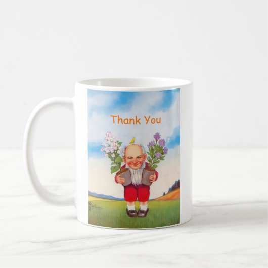 Cute Funny Gnome Dank u Duits Afbeelding Koffiemok (Links)