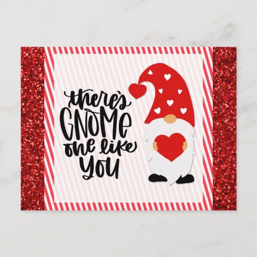 Cute Funny Gnome Red Glitter Briefkaart (Voorkant)