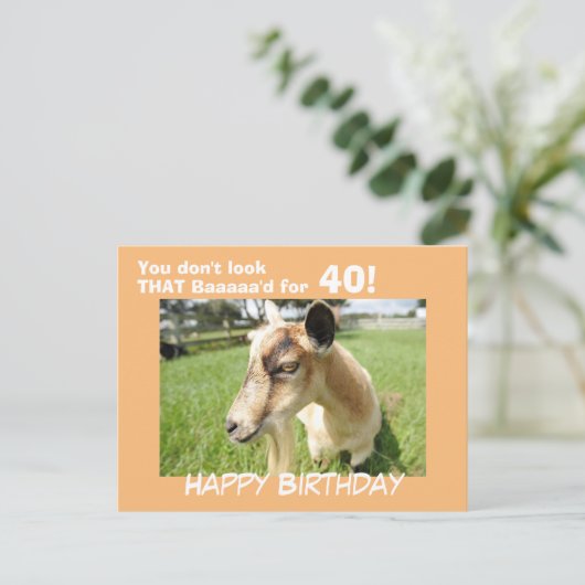 Cute Funny Goat Humor Custom Birthday Briefkaart (Staand voorkant)