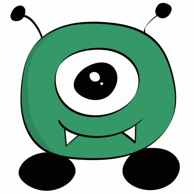 Cute Funny Green Alien Staand Fotobeeldje (Voorkant)