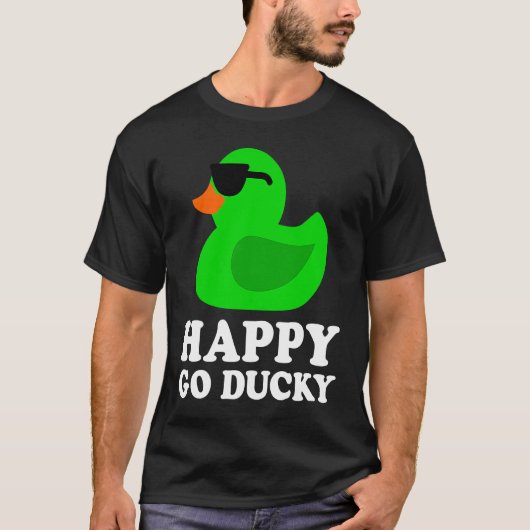 Cute Funny Green Rubber Duck Lover Sunglasses Luck T-shirt (Voorkant)