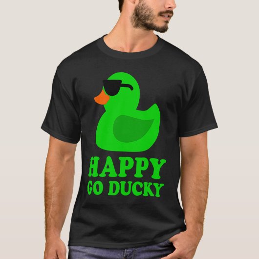 Cute Funny Green Rubber Duck Lover Sunglasses Luck T-shirt (Voorkant)