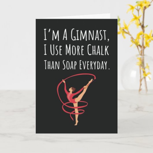Cute Funny Gymnastics Cards Sports For Teen Girls Kaart (Gele Bloem)