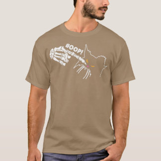 Cute Funny Halloween Black Cat Boop Skeleton Hand T-shirt