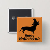 Cute Funny Halloween Dachshund & Witch Pet Vierkante Button 5,1 Cm (Voorkant /achterkant)