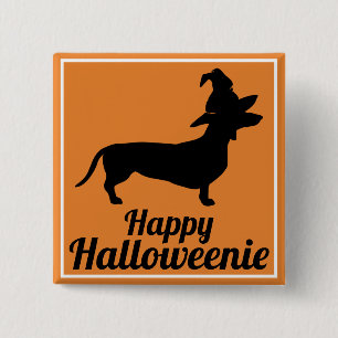 Cute Funny Halloween Dachshund & Witch Pet Vierkante Button 5,1 Cm