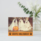 Cute Funny Halloween Ghost Dog Briefkaart (Staand voorkant)