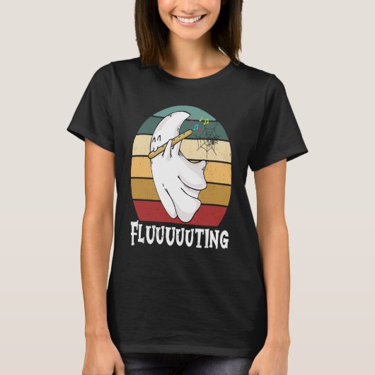 Cute & Funny Halloween Ghost Flute & Fluting  2 T-shirt (Voorkant)