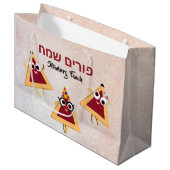 Cute Funny Hamentash Mishloach Manot Hebrew Purim Groot Cadeauzakje (Voorkant Gekanteld)
